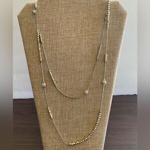 CHICOS Sparkle Fireball Double Strand Silver Tone Necklace